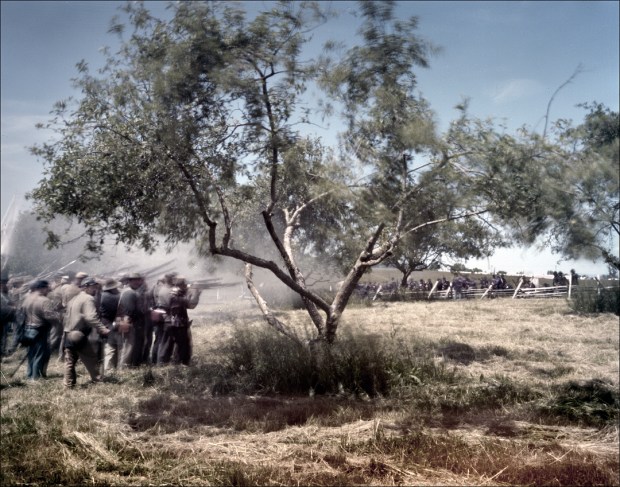 Confederates attack through an orchard on the Bushong Farm at New Market, Va 2012