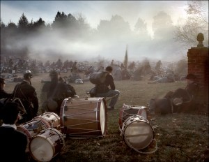 Union drummers prepare to gather the wounded during reenactment in Fredericksburg, Va 2012