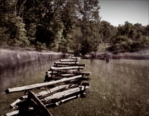 Battlefield visitors walk along the Sunken Road at Shiloh on the 150th anniversary of the battle.