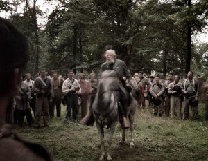 "General Lee" visits his troops before "pickett's Charge" on the Bushey Farm, Gettysburg, Pa 2013