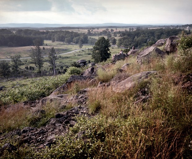 The commanding view from the rocky summit of Little Round Top at Gettysburg, Pa. 2013