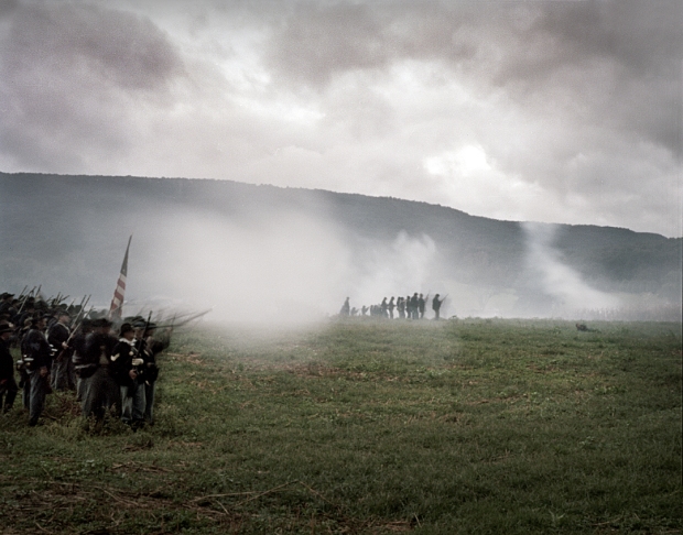 Gun smoke fills McLemore's Cove during a reenactment of the Battle of Chickamauga, Ga. 2013