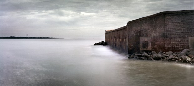 One story of old Fort Sumter remains after the bombardments of the Civil War
