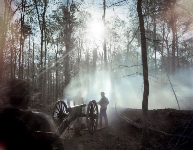 Confederate cannoneers during a reenactment in Mosley, Va 2014