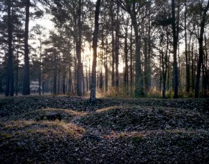 Ghostly mounds trace the remains of the Confederate trench line at Cold Harbor, Va 2014