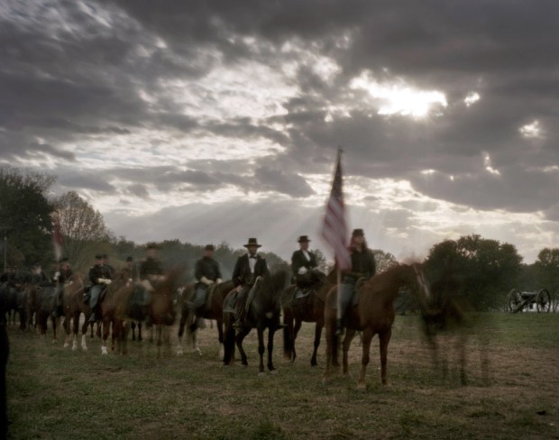 Union reenactors on the march in Spotsylvania County, Va 2014