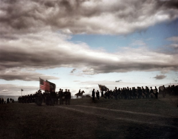 Union reenactors in a Grand Review at Cedar Creek