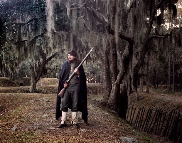 Confederate reenact stands guard at Fort McAllister, Richmond HIll, Georgia 2014