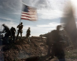 Union reenactors capture Confederate earthworks  in Henrico County, Virginia - 2014