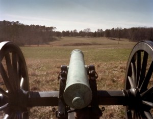 Union gun points toward the Confederate lines at Petersburg National Battlefield 2015